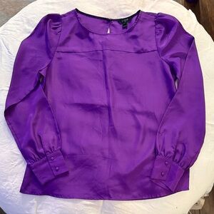 J. Crew Satin Long-Sleeve Purple Blouse